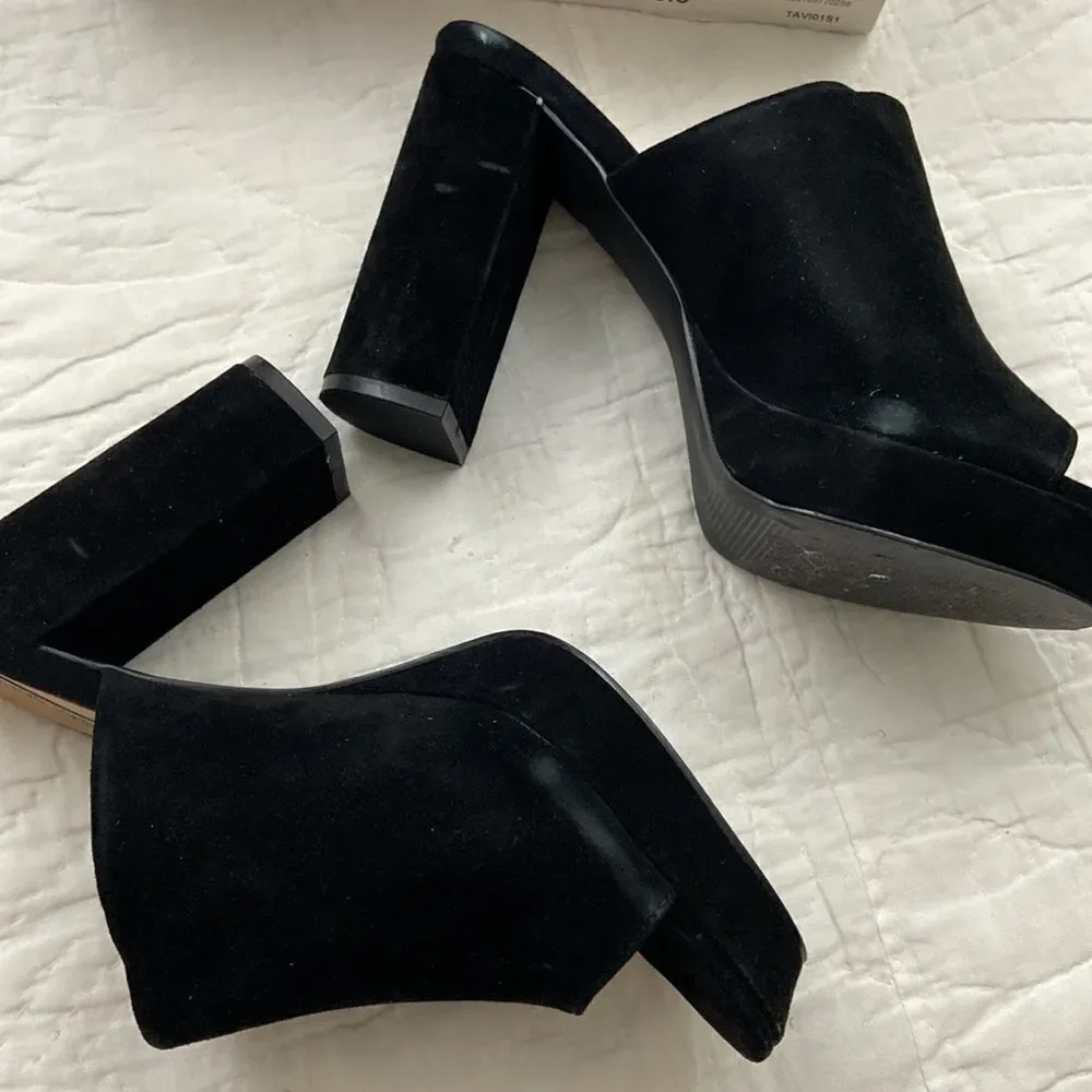 Steve Madden Tavish Black Leather Suede High Heels size 8.5